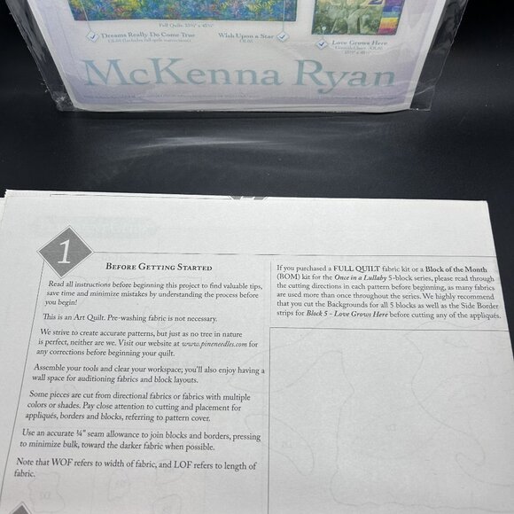 McKenna Ryan Once in a Lullaby Applique Quilt Sewing Complete Pattern Set Uncut - Picture 6 of 9